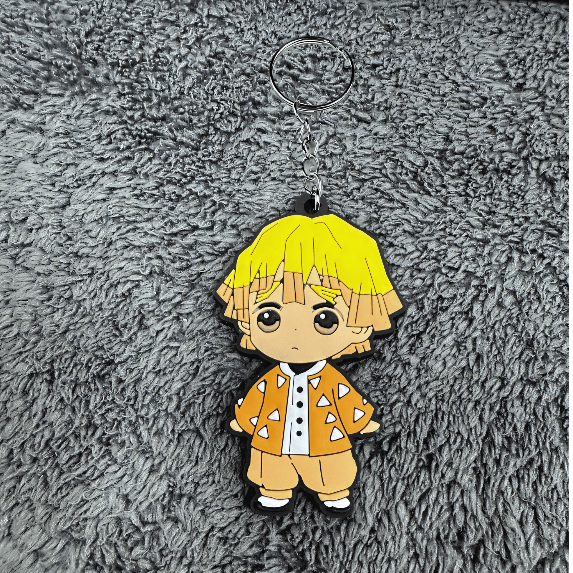 Demon Slayer Zenitsu Chibi Keychain From the manga Kimetsu no Yaiba High quality PVC - Takeshii Anime - DS - ZENITSU